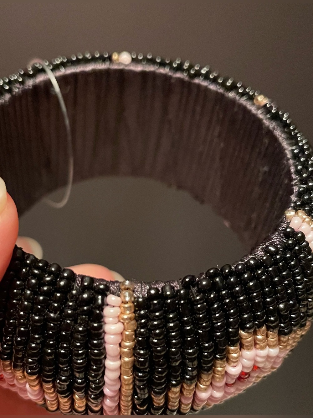 Seed Bead Southwestern Chunky Domed Bangle - Picture 6 of 6